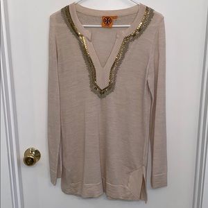 Tory Burch cream beaded tunic